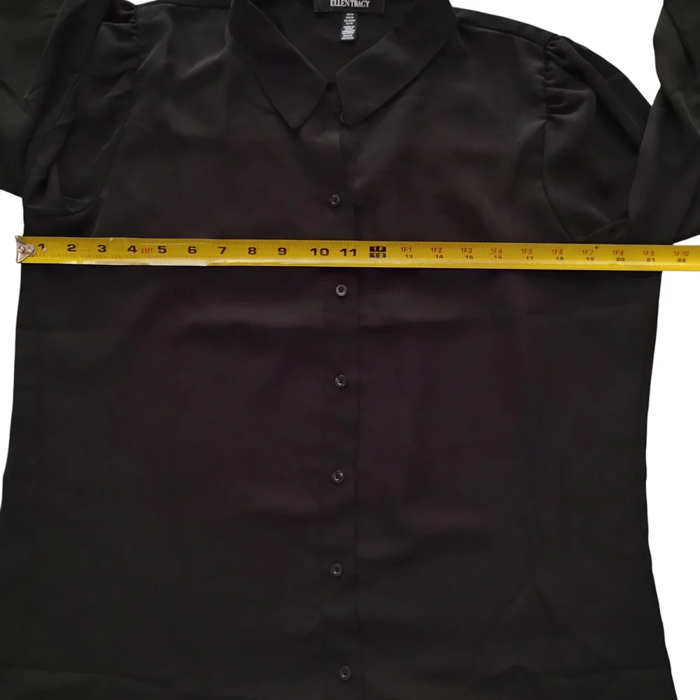 Ellen Tracy Elegant Black Button-Down Blouse Sz M - Picture 8 of 8